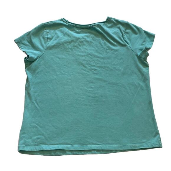 Christopher & Banks Aqua Blue Cotton Short Sleeve T-Shirt Beaded Lotus Flower XL - Picture 3 of 8